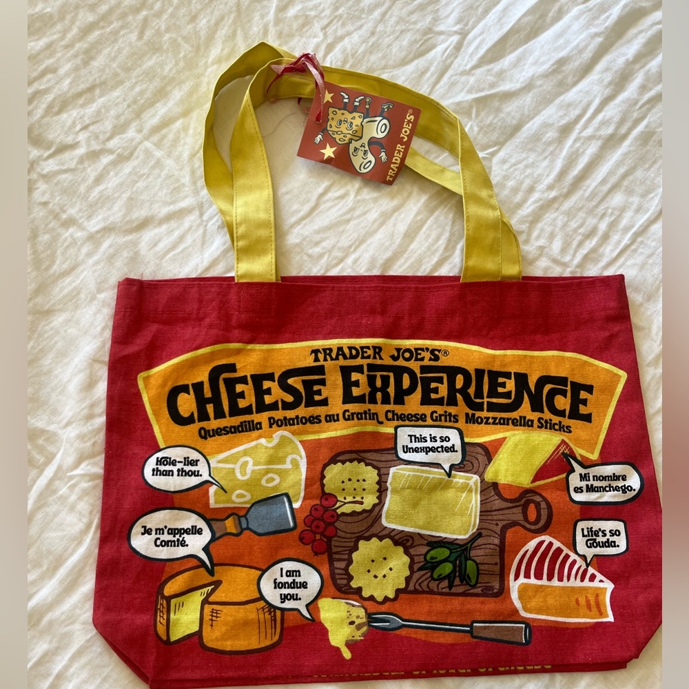 Trader Joe's Cheese Experience Red & Yellow Tote Bag NWT
